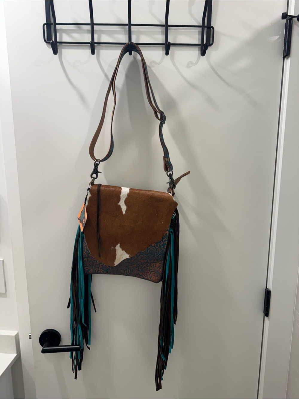 Myra Brown Leather & Fringe Crossbody Bag
